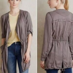 Anthropologie HEI HEI Morgan Draped Open Front Utility Jacket Women Small Grey